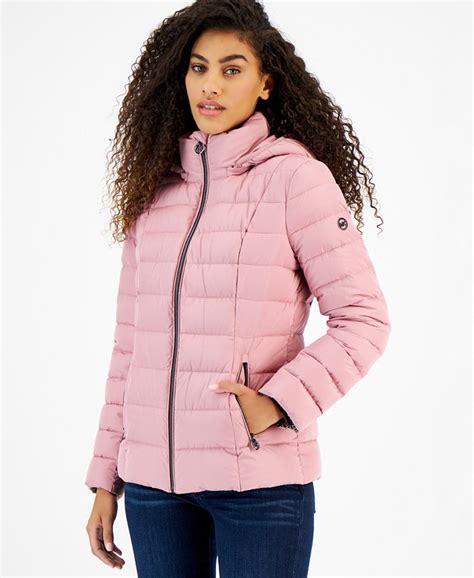 macys michael kors hooded packable puffer coat|Michael Kors winter puffer jacket.